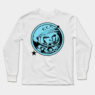 Yuri Gagarin - The First Man In Outer Space - (Blue Print) Long Sleeve T-Shirt